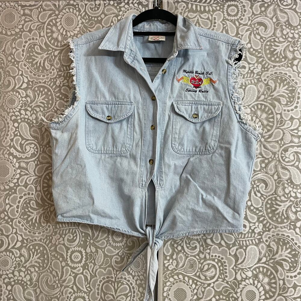 Vintage Myrtle Beach Denim Biker Shirt XXL
